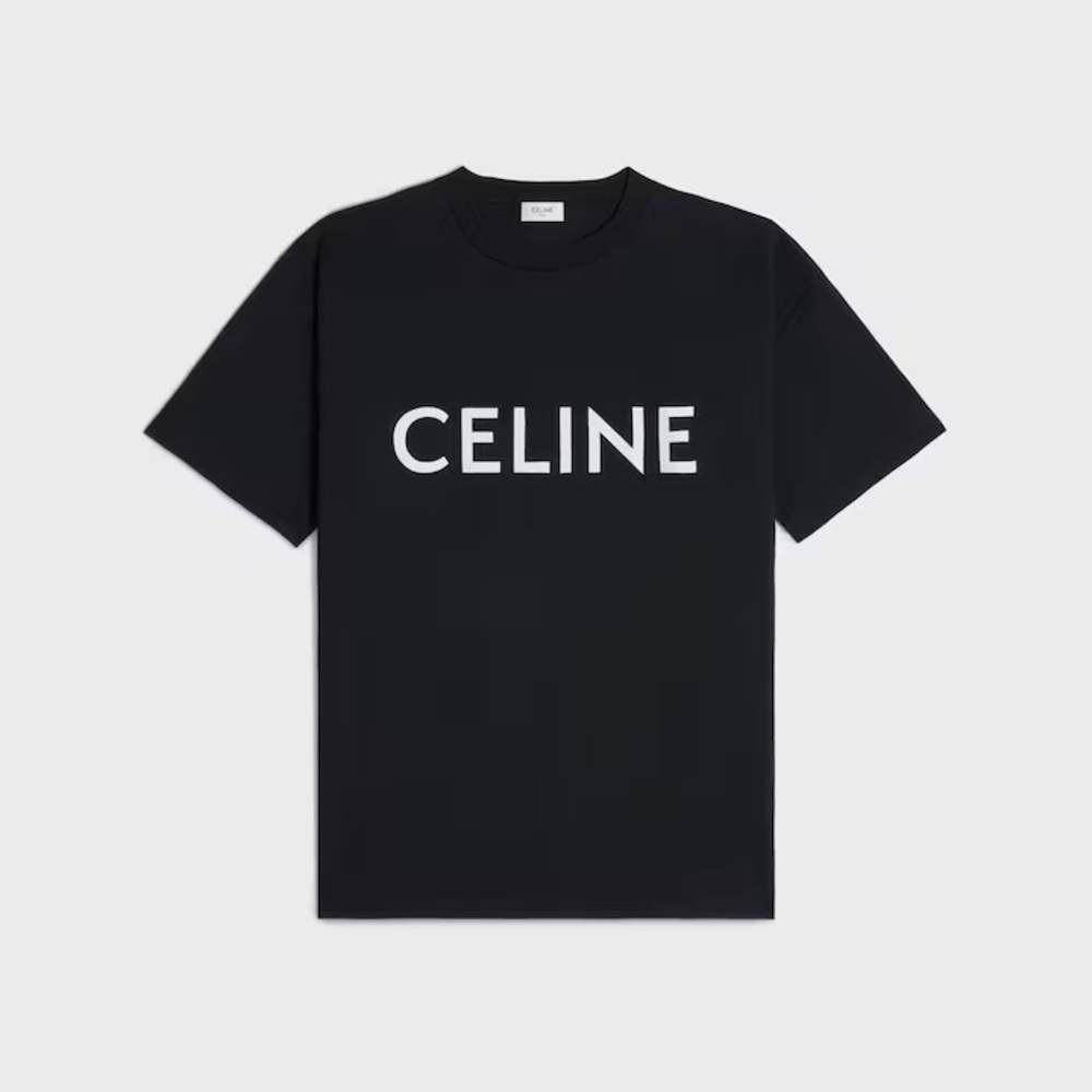 Celine Black Tee with White Logo